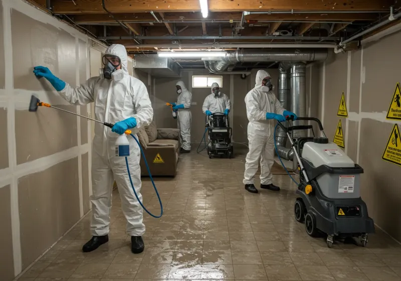 Basement Moisture Removal and Structural Drying process in Sellersburg, IN